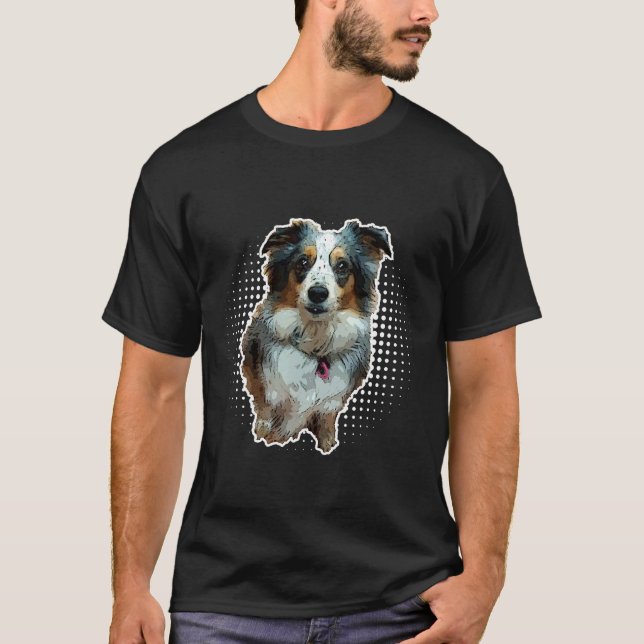 Mini Aussie Australian Shepherd Niedlich Dog T-Shirt (Vorderseite)