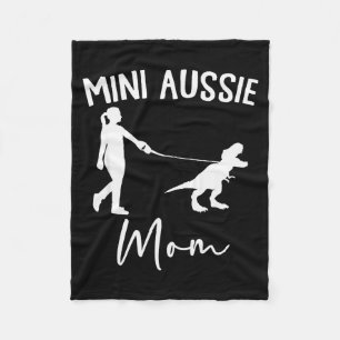 Mini Aussie Mama Australischer Schäferhund Dinosau Fleecedecke