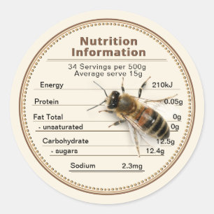 Mini Australia Honey Nutrition Information Label Runder Aufkleber
