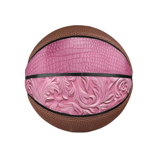 Mini Ballon De Basket Animal rose Faux Alligator (Devant)