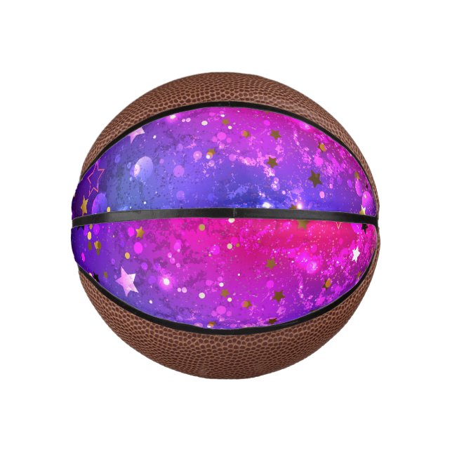 Mini Ballon De Basket Arrière - plan rose brillant (Devant)