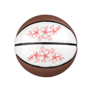 Mini Ballon De Basket Basket-ball avec fleur rouge