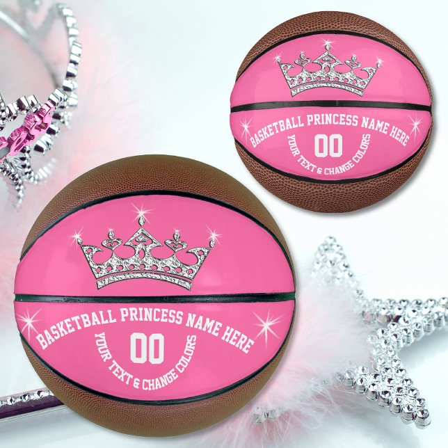 Mini Ballon De Basket Basket-ball Princess Basketball personnalisé (Princess Basketball. Princess themed basketball gifts. Personalized basketball for girls. )