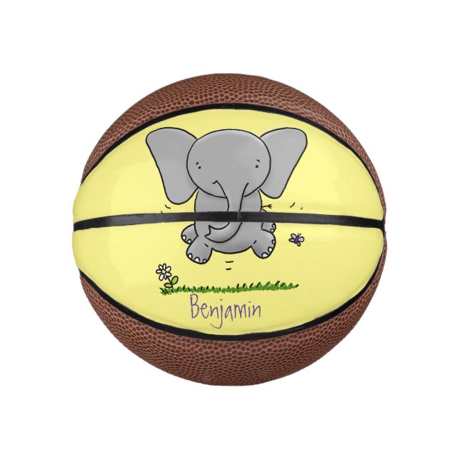 Mini Ballon De Basket Belle adorable dessin d'éléphant bébé (Devant)