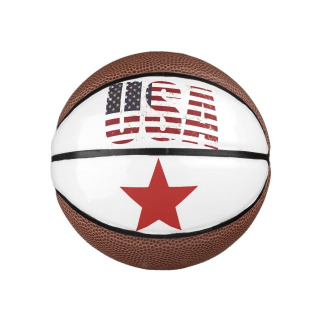 Mini Ballon De Basket Blanc rouge et bleu/USA/4 juillet (Devant)