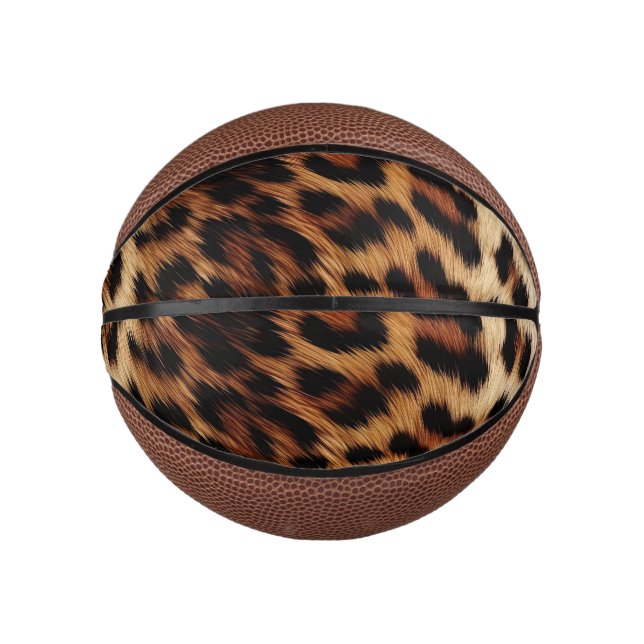 Mini Ballon De Basket Brown Crème léopard animal (Devant)