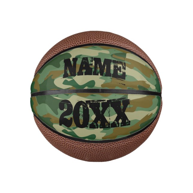 Mini Ballon De Basket Camouflage de l'armée verte sur mesure nom mini ba (Devant)