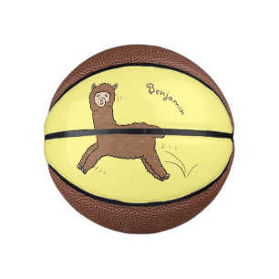 Mini Ballon De Basket Caricature d'alpaga brun joli