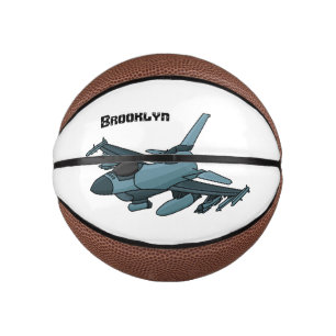 Mini Ballon De Basket Caricature d'avion de chasse militaire