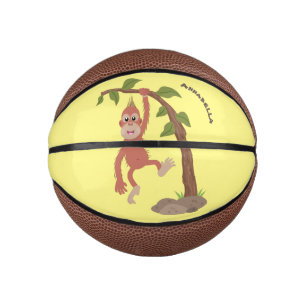 Mini Ballon De Basket Caricature de bébé orangoutan joyeux