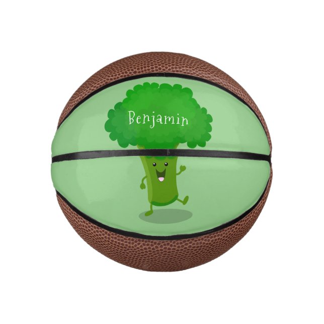 Mini Ballon De Basket Caricature de brocoli dansant Cute kawaii (Devant)