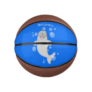 Mini Ballon De Basket Caricature de bulles de narval joyeux