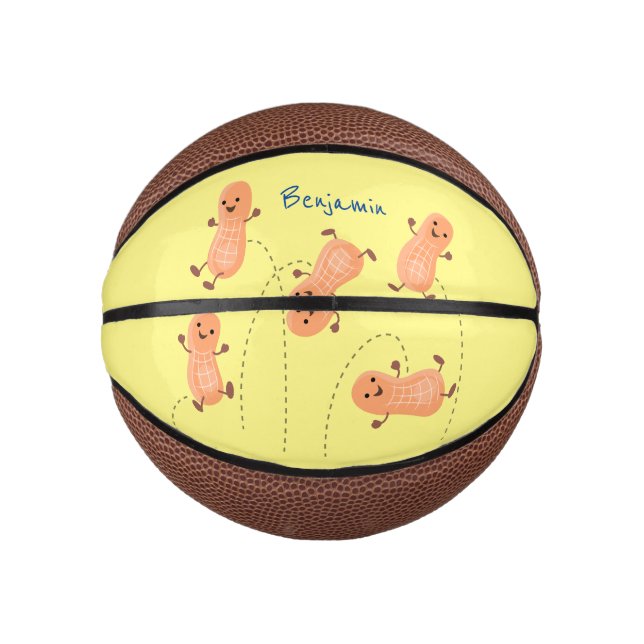Mini Ballon De Basket Caricature de cacahuètes joyeux sautillant (Devant)