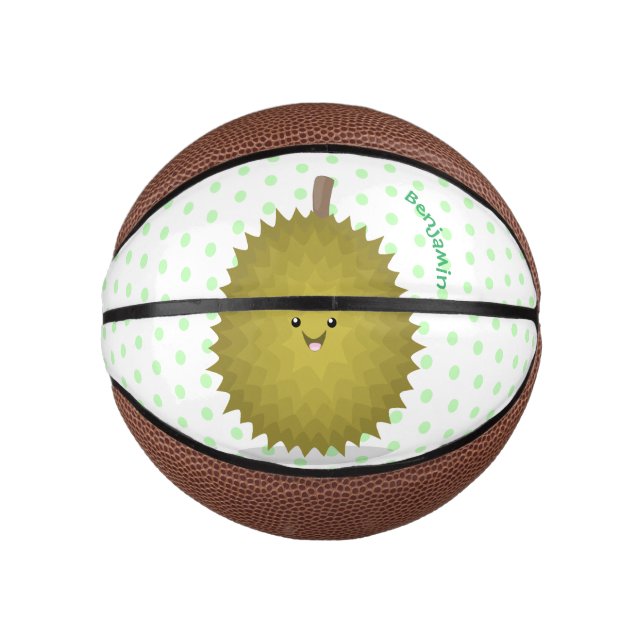 Mini Ballon De Basket Caricature de durian joyeux (Devant)