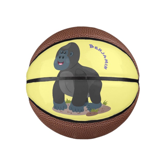 Mini Ballon De Basket Caricature de gros gorilles joyeux (Devant)
