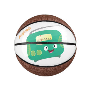 Mini Ballon De Basket Caricature de radio rétro amusante