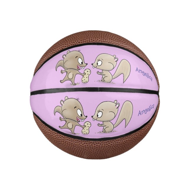 Mini Ballon De Basket Caricature d'écureuils marrants (Devant)