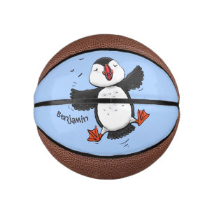 Mini Ballon De Basket Caricature en bleu bouffin joyeux
