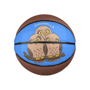 Mini Ballon De Basket Caricature en trio de chouette