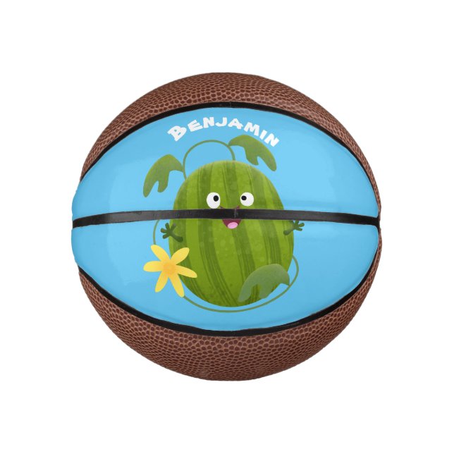 Mini Ballon De Basket Caricature joli et souriant de pastèque (Devant)