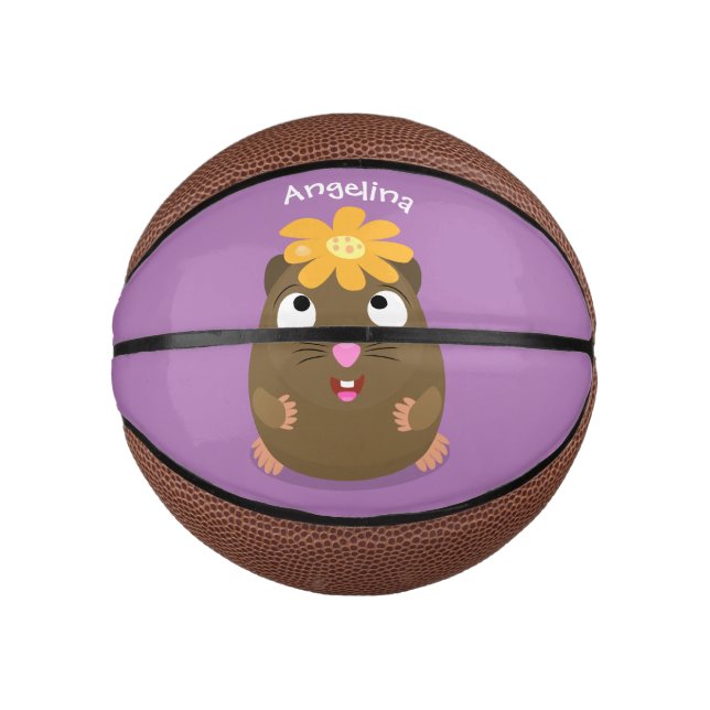 Mini Ballon De Basket Caricature joyeuse de cobaye mignonne (Devant)