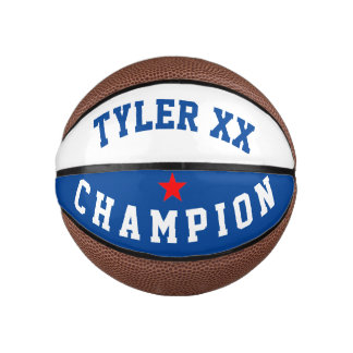 Mini Ballon De Basket Champion Bleu et Blanc