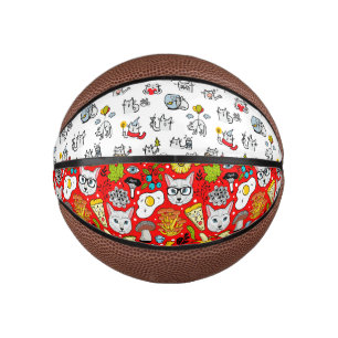 Mini Ballon De Basket Chats amusants, lait et magie.
