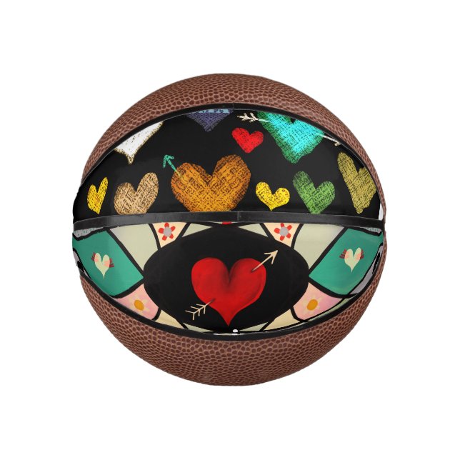 Mini Ballon De Basket cœurs Rupydetequila  (Devant)