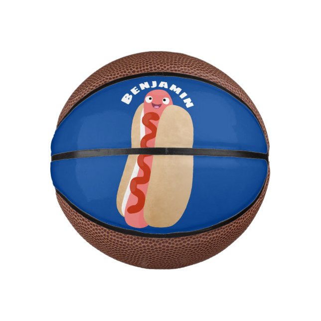 Mini Ballon De Basket Curieux hot dog Weiner dessin animé (Devant)