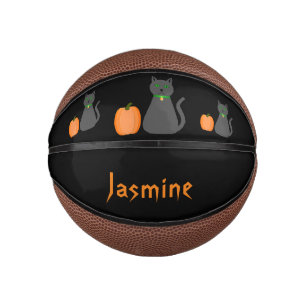 Mini Ballon De Basket Cute Halloween Chat et Citrouille Personnalisé