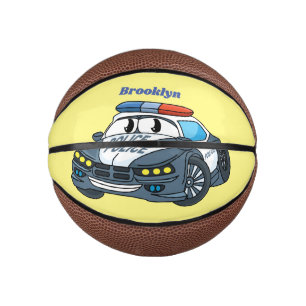 Mini Ballon De Basket Cute happy police car cartoon illustration