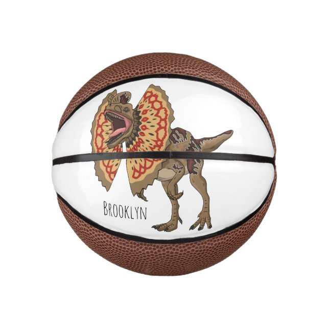 Mini Ballon De Basket Dilophosaurus cartoon illustration (Devant)