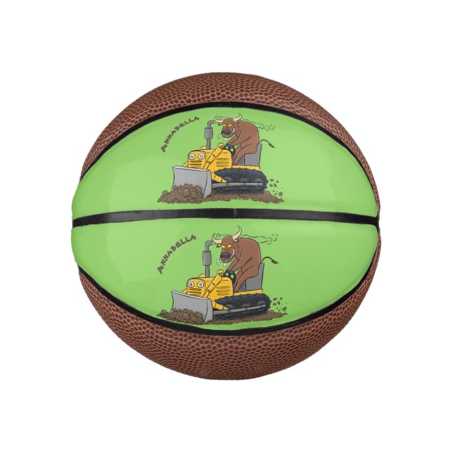 Mini Ballon De Basket Drôle bulldozer de conduite de taureaux (Devant)
