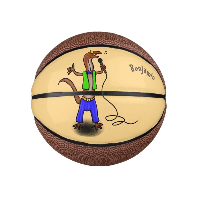 Mini Ballon De Basket Drôle lézard chantant avec bande dessinée de micro (Devant)