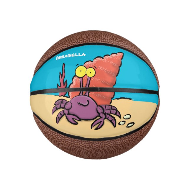 Mini Ballon De Basket Drôle mignon caricature pourpre crabe ermite (Devant)