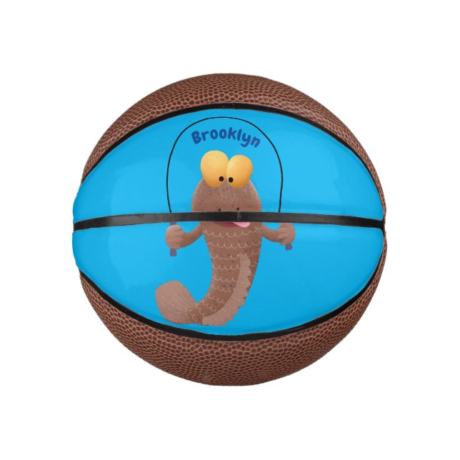 Mini Ballon De Basket Drôle sauter boudskipper poisson dessin animé (Devant)