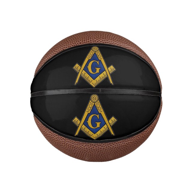 Mini Ballon De Basket Freemasons maçonniques Carré et Compass noir (Devant)