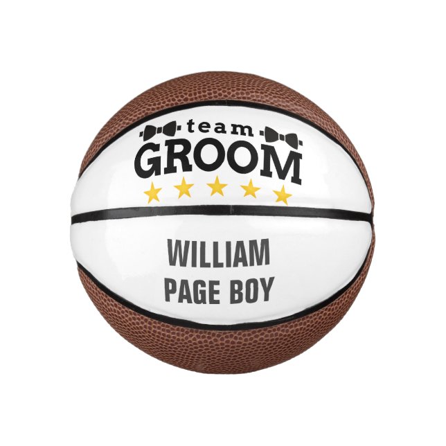 Mini Ballon De Basket Groupe d'équipe | Groomsman | Licence | Blanc noir (Devant)