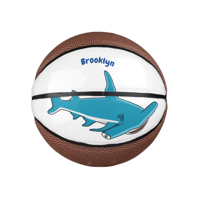 Mini Ballon De Basket Hammerhead shark cartoon illustration (Devant)
