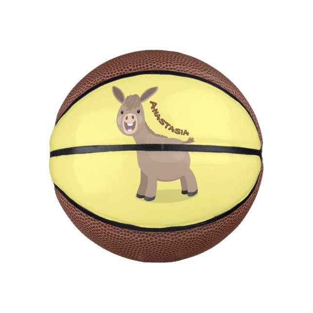 Mini Ballon De Basket Illustration d'âne miniature joyeux (Devant)