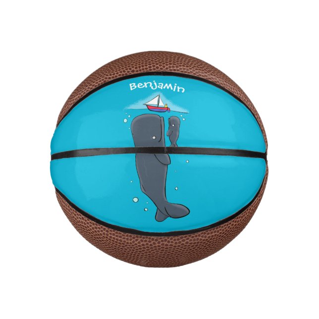 Mini Ballon De Basket Illustration de mignons baleines et voiliers (Devant)