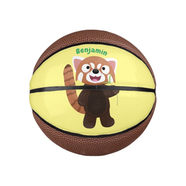 Mini Ballon De Basket Illustration de panda rouge mignon (Devant)