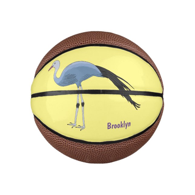Mini Ballon De Basket Illustration d'oiseau de grue bleue (Devant)