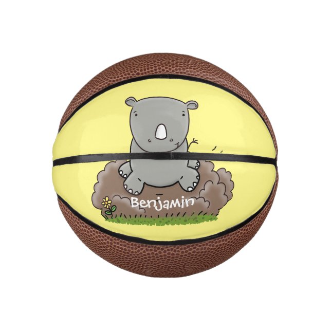 Mini Ballon De Basket Illustration d'un petit rhinocéros (Devant)
