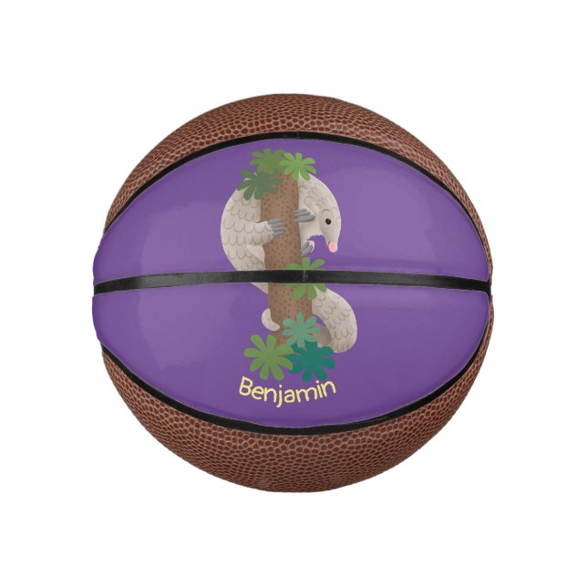 Mini Ballon De Basket Illustration d'une anteure de pangolin mignonne (Devant)
