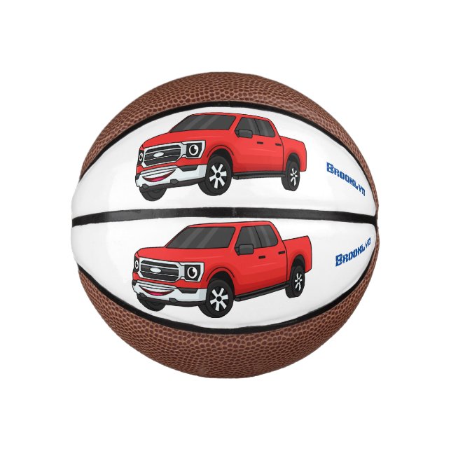 Mini Ballon De Basket Illustration d'une camionnette rouge mou (Devant)