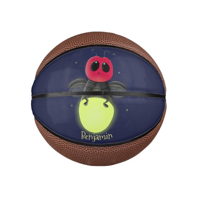 Mini Ballon De Basket Illustration d'une luciole à éclair mignon (Devant)