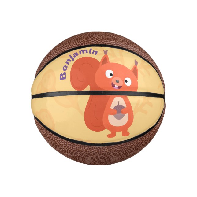 Mini Ballon De Basket Joli dessin animé d'écureuil roux (Devant)