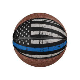 Mini Ballon De Basket Ligne Bleue Mince Police
