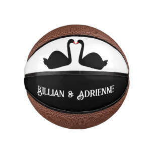Mini Ballon De Basket Mariage gothique Baiser Black Swans Personnalisé